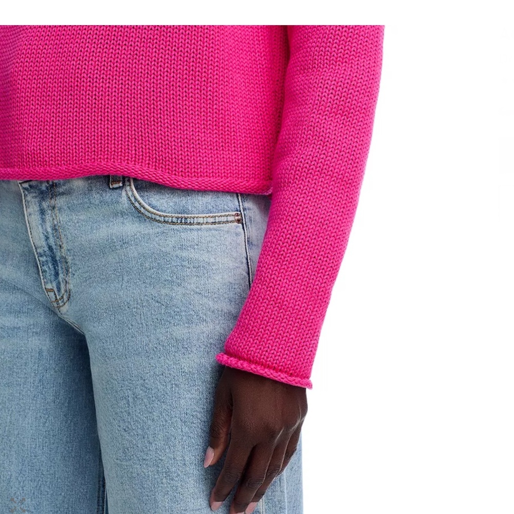 AQUA Drop Shoulder Crewneck Knit Sweatshirt Sweater – Pink – Size S – NWT - Picture 4 of 6